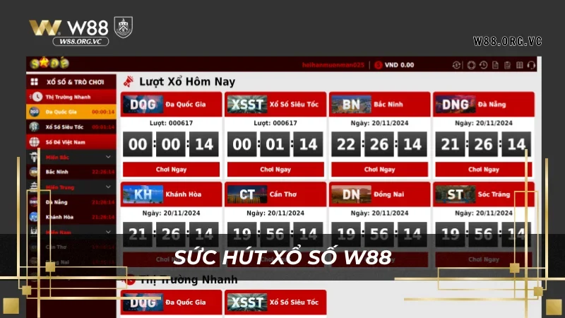 Sức hút của xổ số W88 đến từ tiền thưởng cao