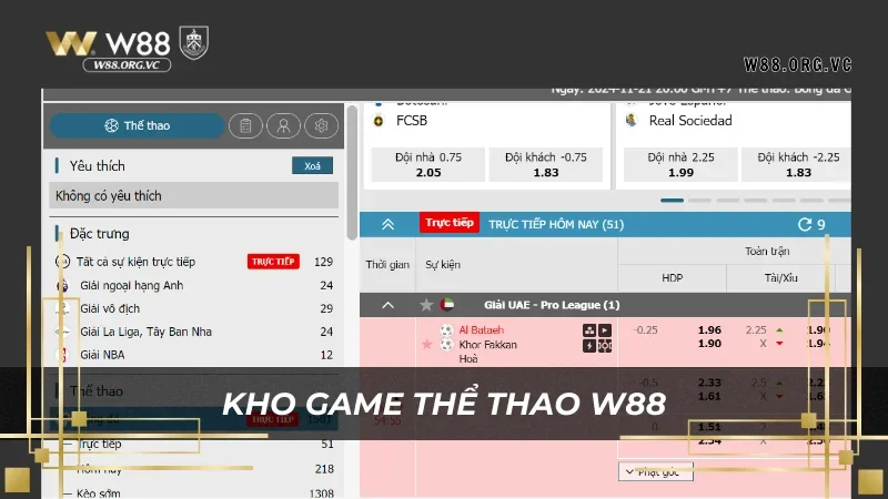 W88 sở hữu đầy đủ các game thể thao hot nhất 2025
